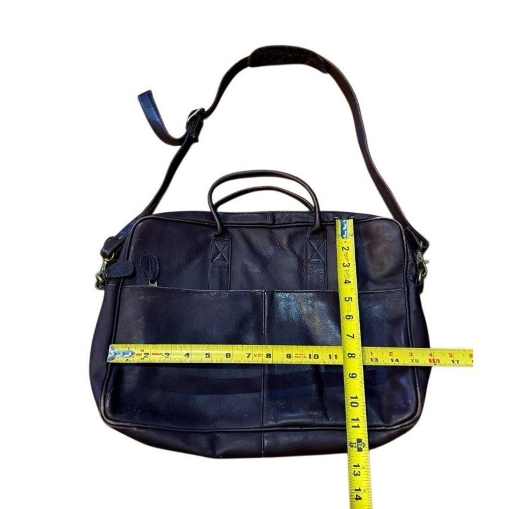 Frye Messenger Bag Leather Zip Work Briefcase in Brown Leather Distressed - Picture 15 of 15